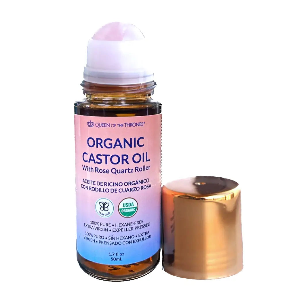 Castor Oil Rose Quartz Roller
