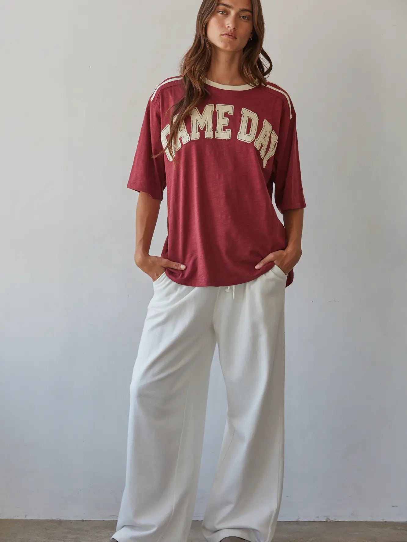 Knit Cotton Crew Neck 'GAME DAY' Oversized Top