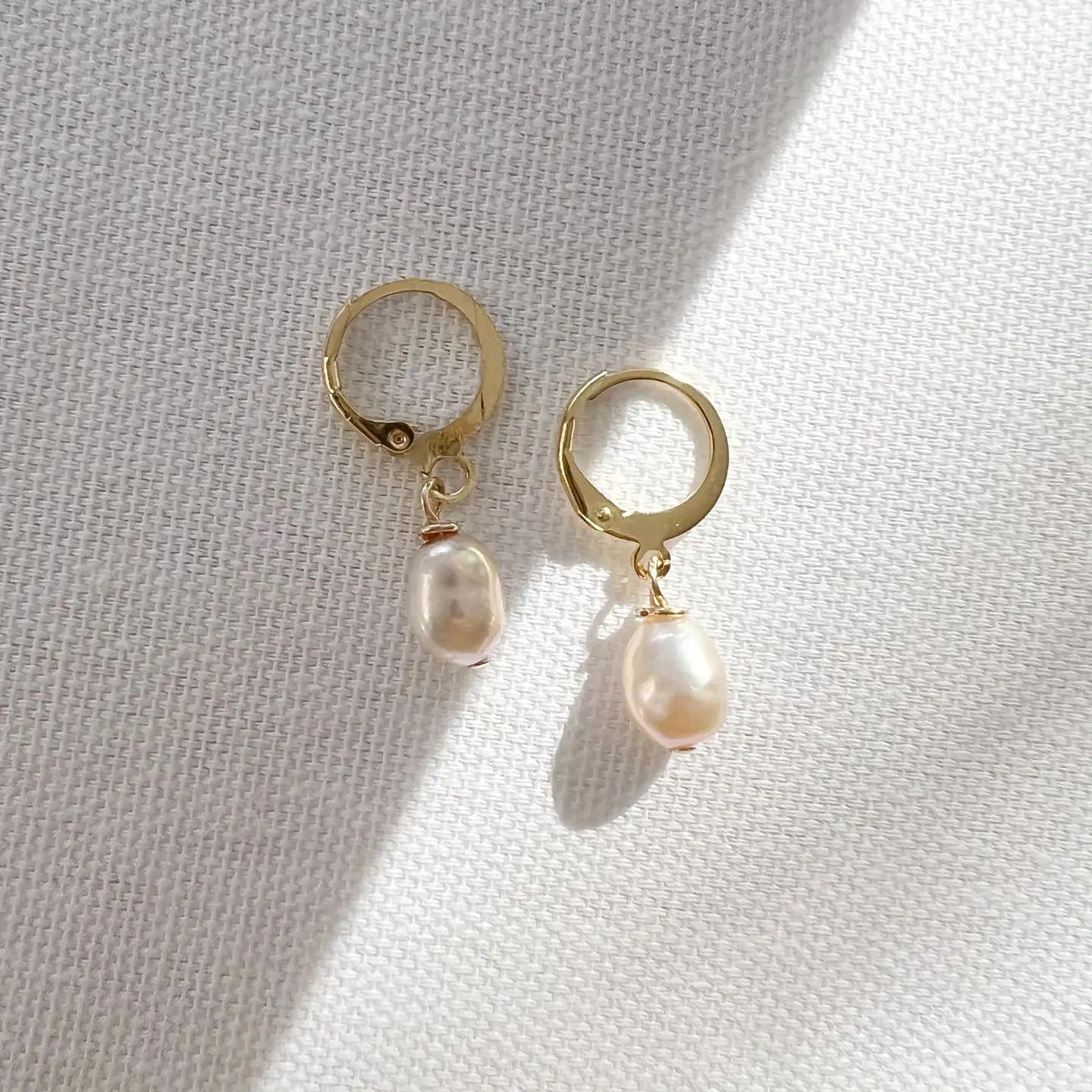 Isla Freshwater Pearl Huggie Hoops | Gold Filled