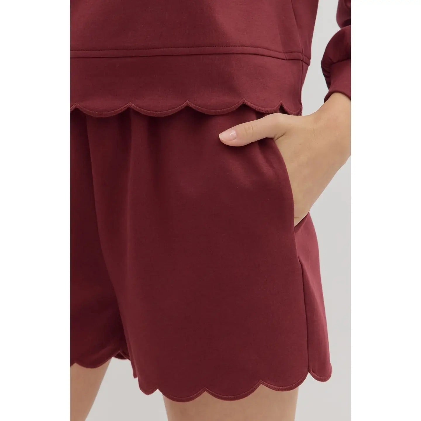 Scalloped Maroon Shorts