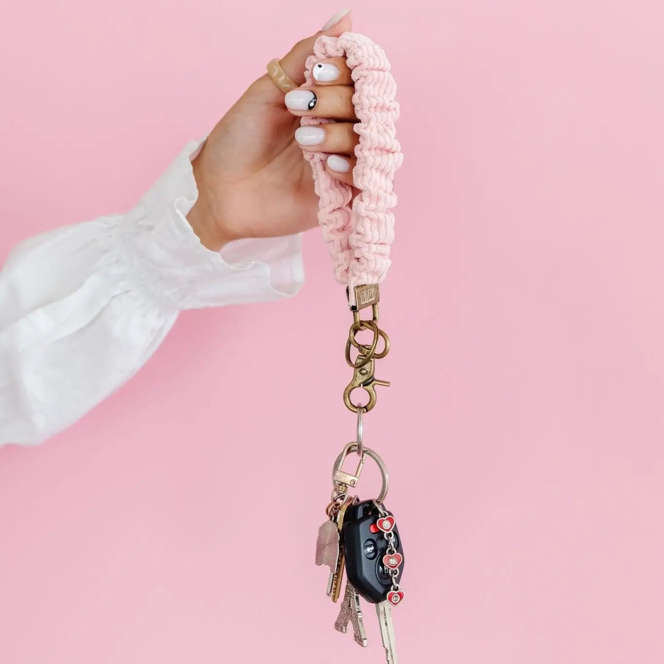 Rose Corduroy Scrunchie Keychain