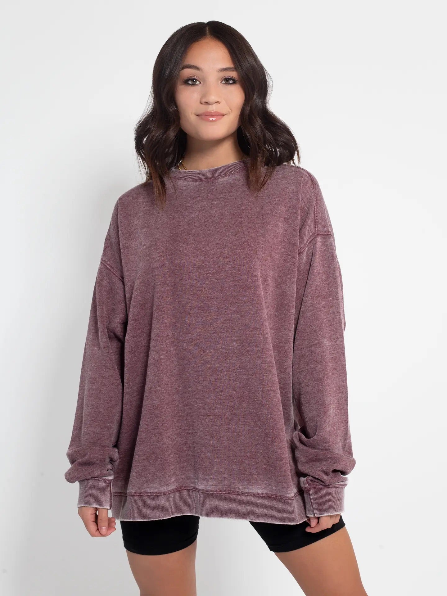 Burnout Crewneck Pullover - Merlot