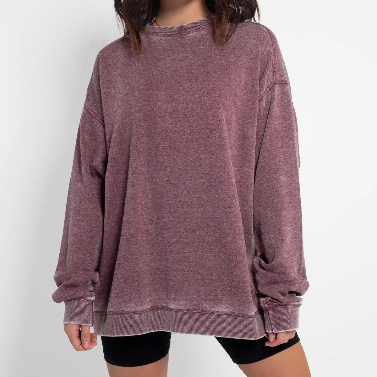 Burnout Crewneck Pullover - Merlot