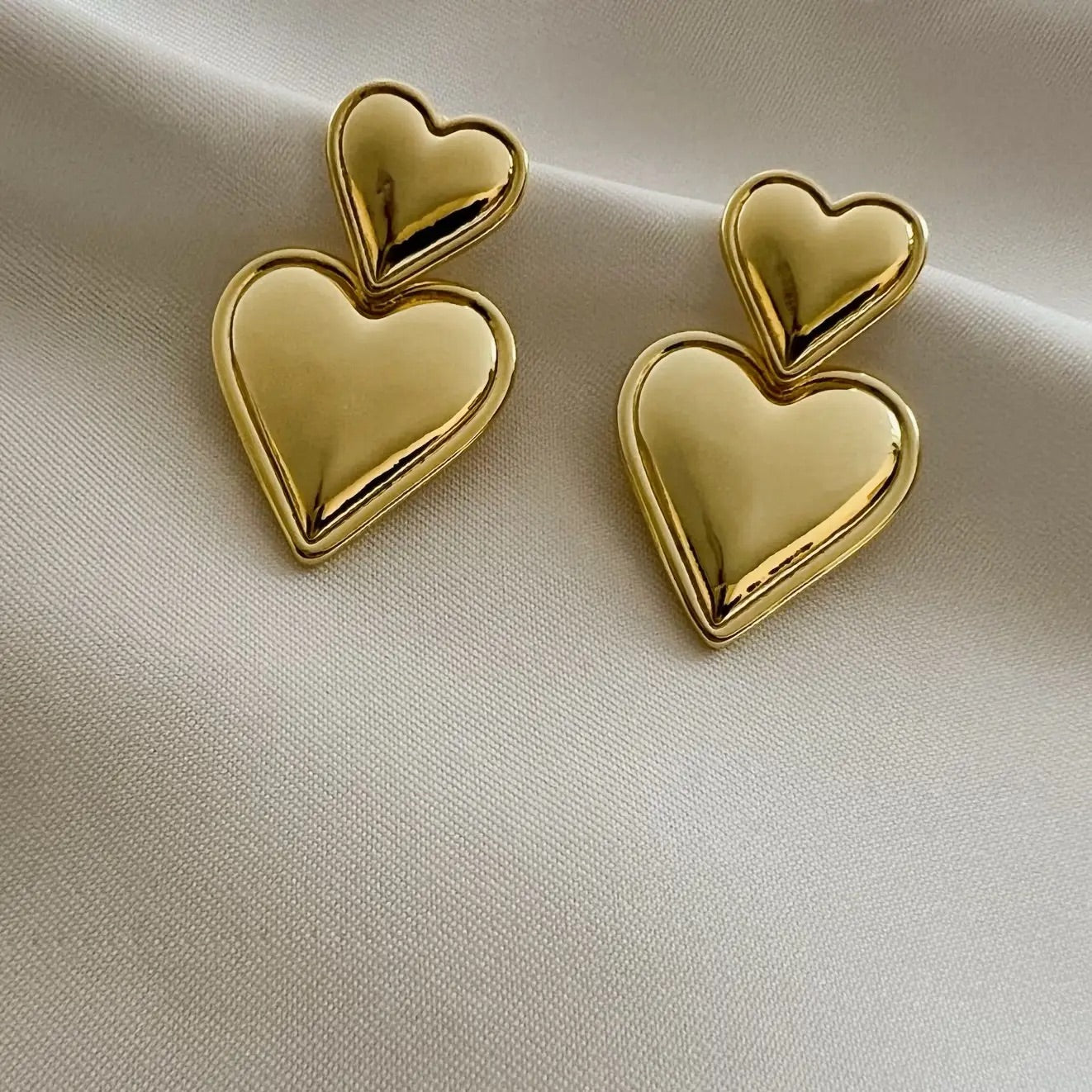 Double Heart Earrings | Gold Filled