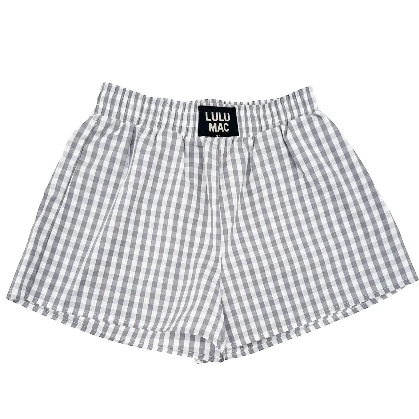 Comfort Club Boxer Style Shorts | Grey Gingham
