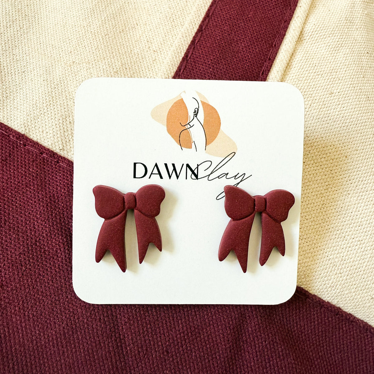 Burgundy Bow Stud