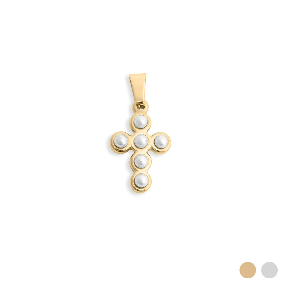 Pearl Cross Charm