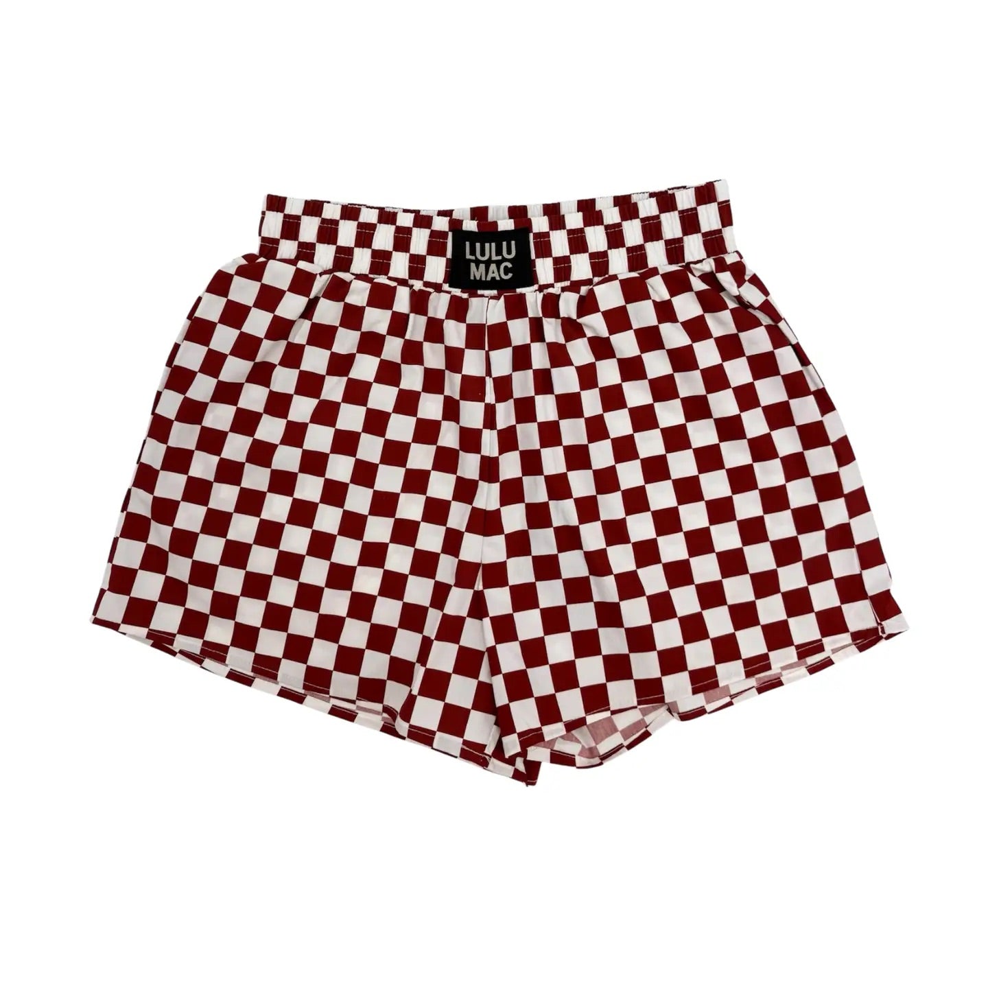 Comfort Club Boxer Style Shorts | Maroon Gingham