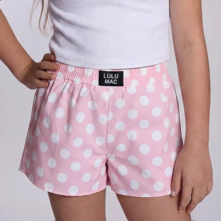 Youth Comfort Club Boxer Style Shorts | Pink Polka-Dot
