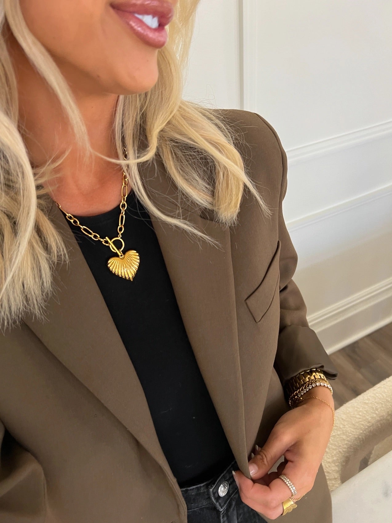 Textured Heart Necklace | Gold