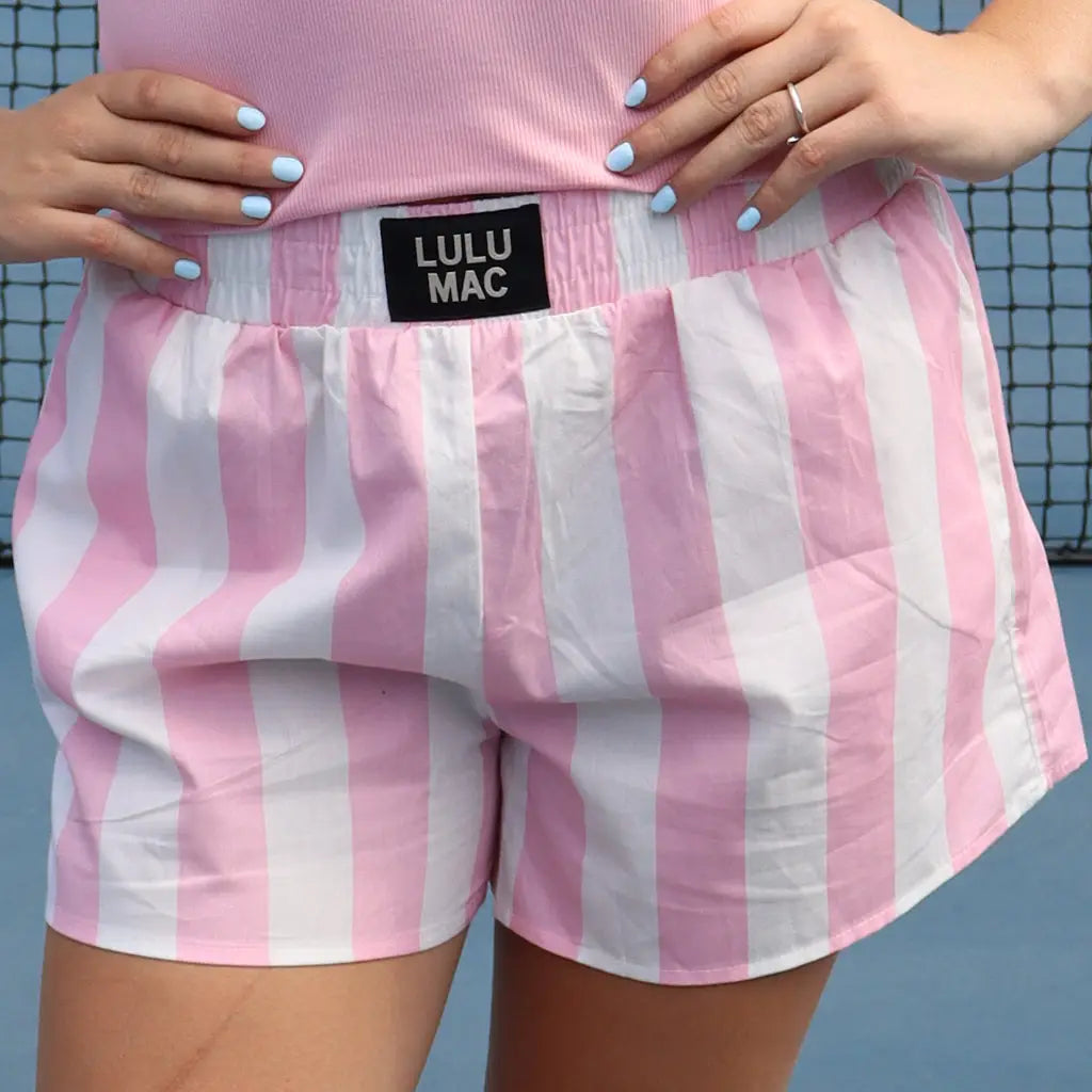 Comfort Club Boxer Style Shorts | Pink Stripe
