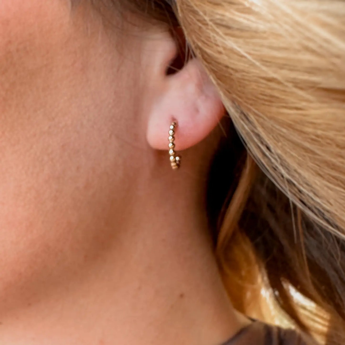 Beaded Huggie Hoop Earrings