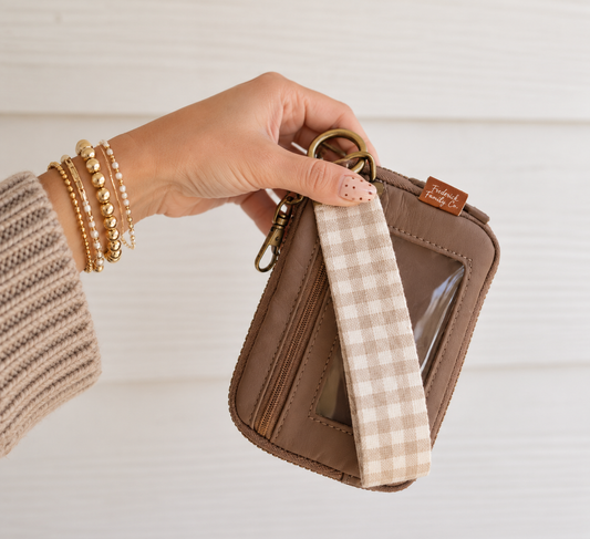 Keychain Wallet + Wristlet | Brown Gingham