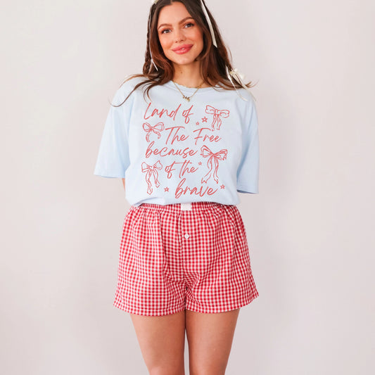 Gingham Boxer-Style Shorts | Red