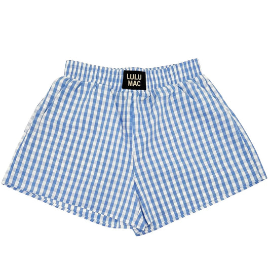 Comfort Club Boxer Style Shorts | Blue Gingham