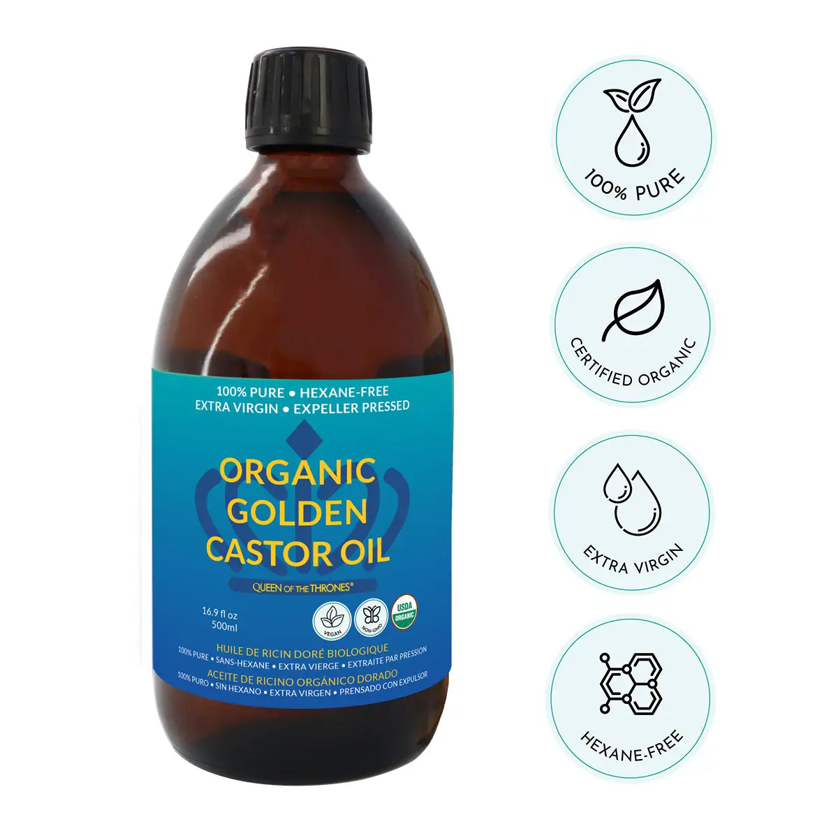 Organic Golden Castor Oil | 16.9 oz.