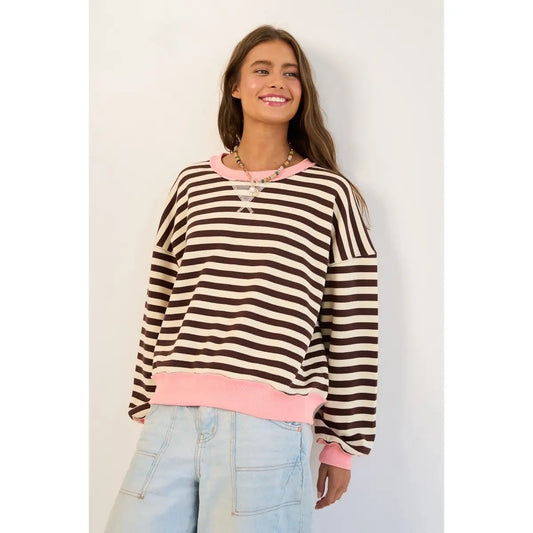 Retro Colorblock Stripe Pullover