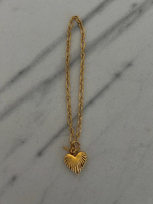 Textured Heart Necklace | Gold