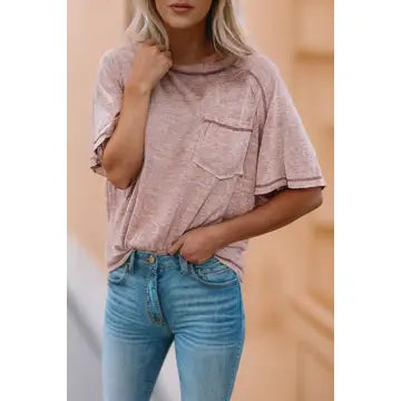 Exposed Seam Detail Loose T-Shirt