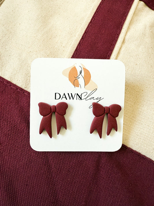 Burgundy Bow Stud
