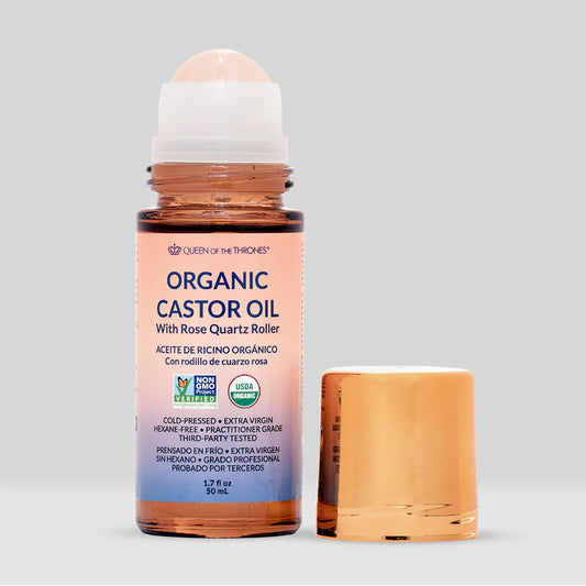 Castor Oil Rose Quartz Roller