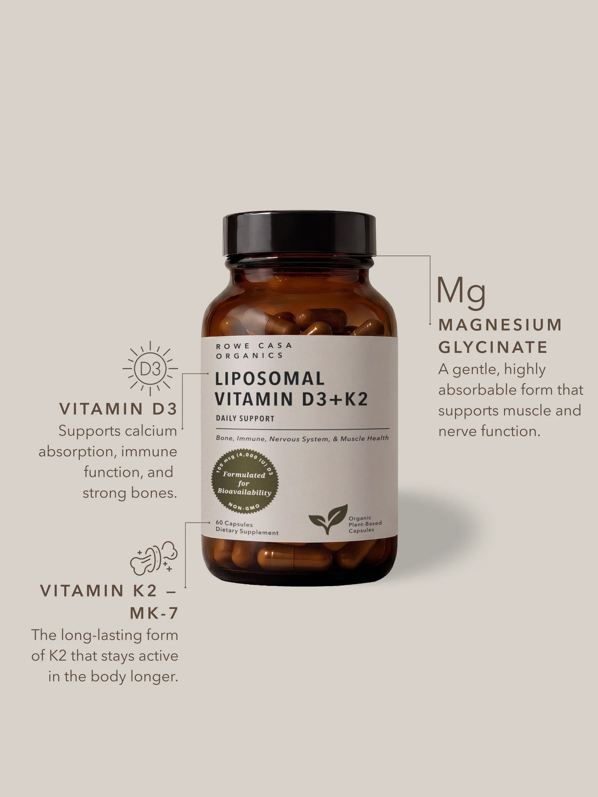 Vitamin D3 + K2 | 60 capsules