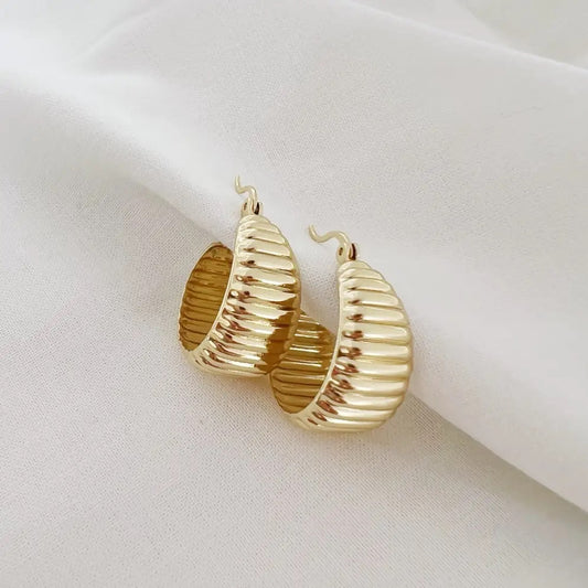 Riley Textured Dome Hoop Earrings | Gold Filled