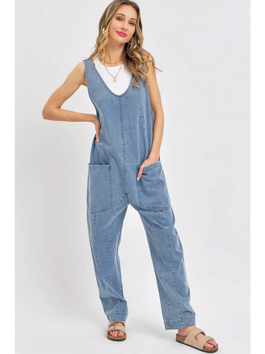One-And-Done Denim Jumpsuit