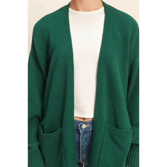 Open Front Cardigan | Dark Green
