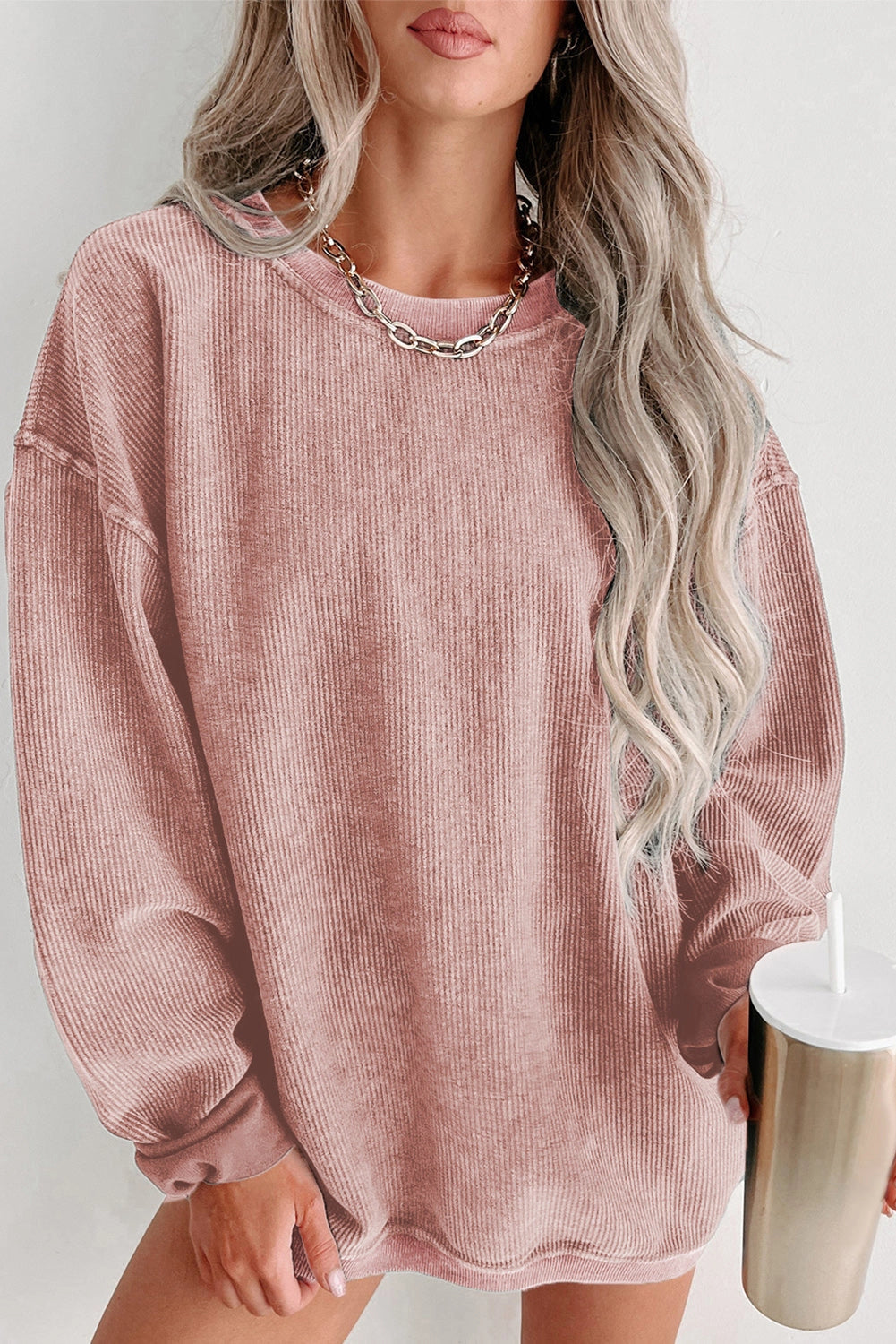 Solid Ribbed Knit Pullover