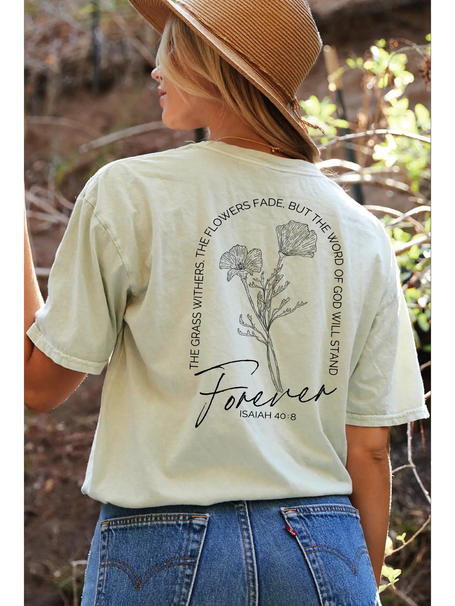 ISAIAH 40:8 | Sage | Mineral Washed Graphic Top